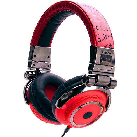 iDance Disco DJ Articulated Headphones with inline Mic, Red/Black
