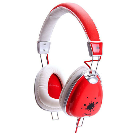 IDANCE Funky Lightweight Headphones with Inline Mic for iPhone/iPad/iPod/Tablet/Android, 15Hz-20KHz Frequency Response, Red/White