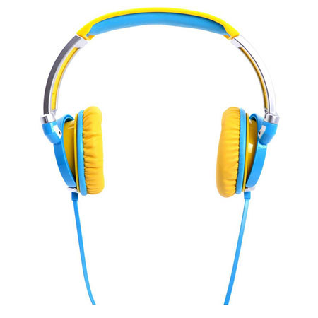 iDance Kiss Me Lightweight Headphones with Inline Mic, Yellow/Blue