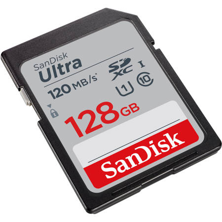 SanDisk 128GB Ultra UHS-I Class 10 U1 SDXC Memory Card, 120MB/s Read, 10MB/s Write