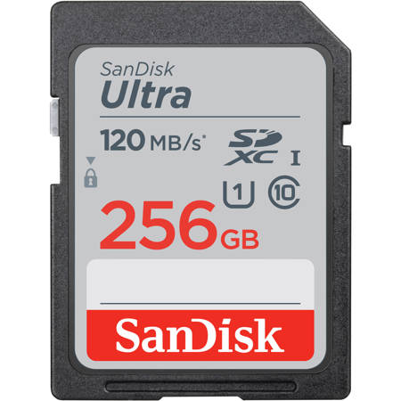SanDisk 256GB Ultra UHS-I Class 10 U1 SDXC Memory Card,120MB/s Read,10MB/s Write