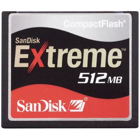 SanDisk 512mb Extreme Compact Flash Memory Card.