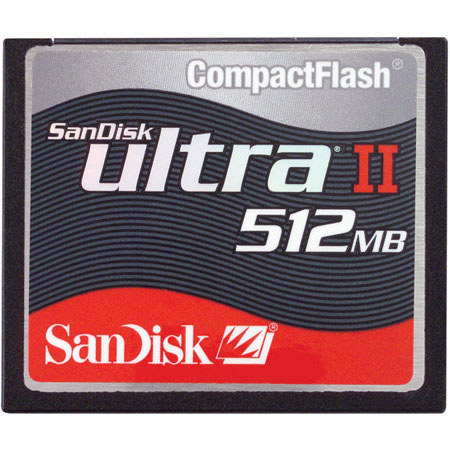 SanDisk 512mb Ultra II Compact Flash Memory Card.