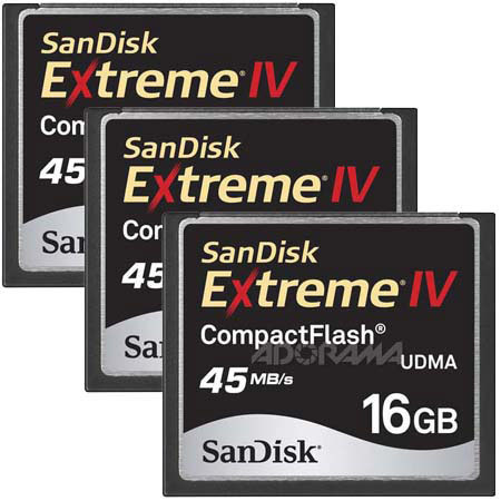 SanDisk 16GB Extreme IV Compact Flash Memory Card, 3Pk