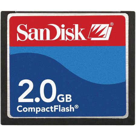 SanDisk 2 GB Compact Flash Memory Card.