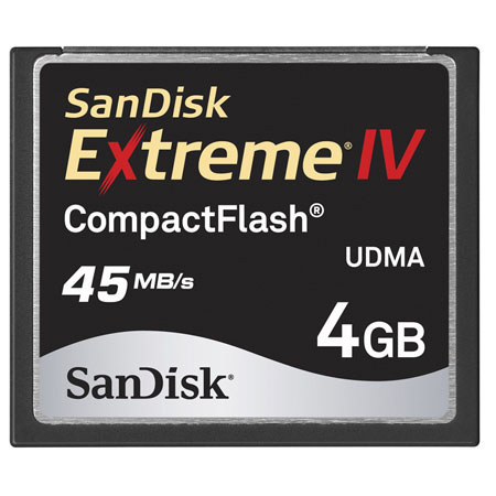 SanDisk 4GB Extreme IV Compact Flash Memory Card.