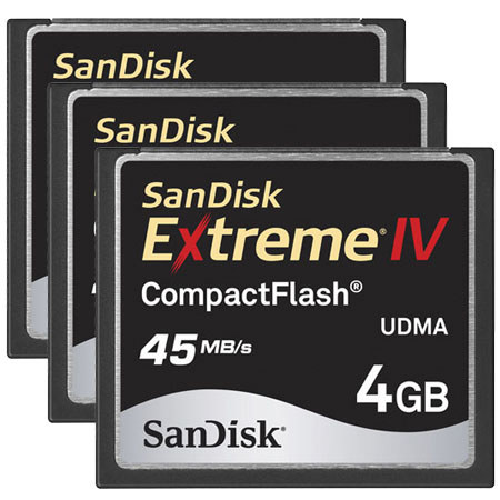 SanDisk 4GB Extreme IV Compact Flash Memory Card, 3Pk