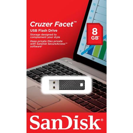 SanDisk Cruzer Facet 8GB USB Flash Drive, USB 2.0, Black