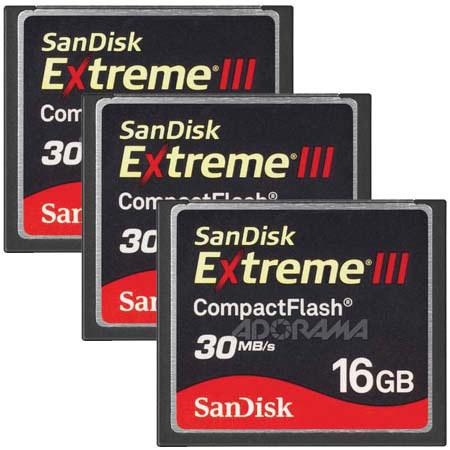 SanDisk 16GB Extreme III Compact Flash Memory Card, 3Pk