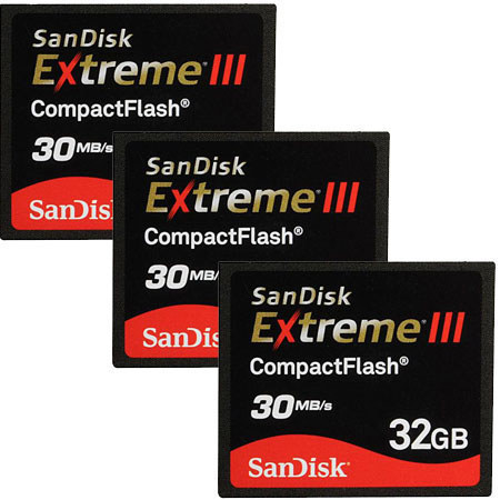 SanDisk 32GB Extreme III Compact Flash Memory Card, 3Pk