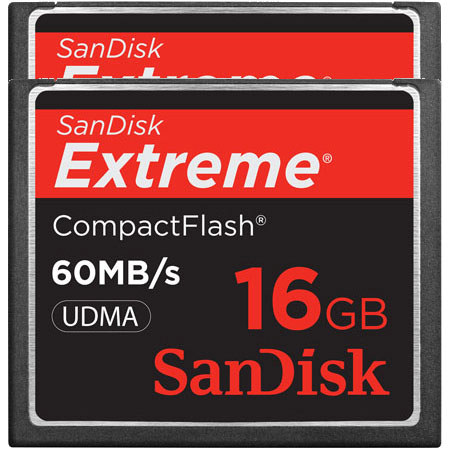 SanDisk IDSCFEP16G62 16GB CompactFlash Card, Pack of 2