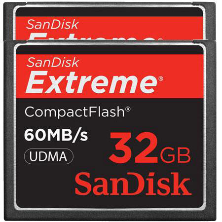 SanDisk IDSCFEP32G62 32GB CompactFlash Card, Pack of 2