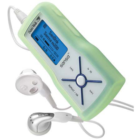 SanDisk Sansa m200 Series Green Silicone MP3 Carrying Case #SDAMX3SCGG10