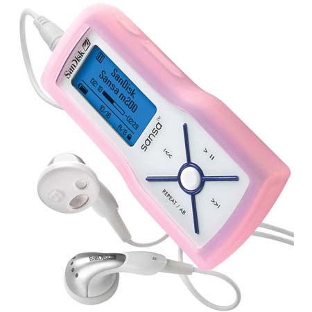 SanDisk Sansa m200 Series Pink Silicone MP3 Carrying Case #SDAMX3SCPG10
