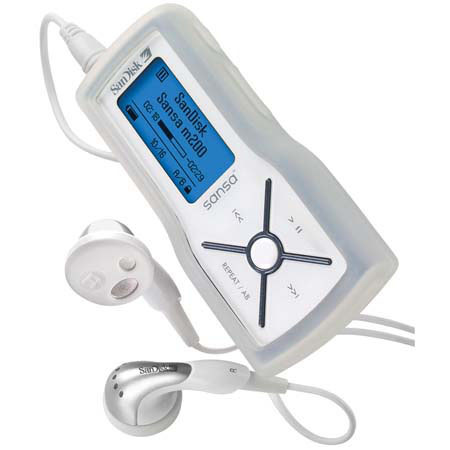SanDisk Sansa m200 Series White (Clear) Silicone MP3 Carrying Case