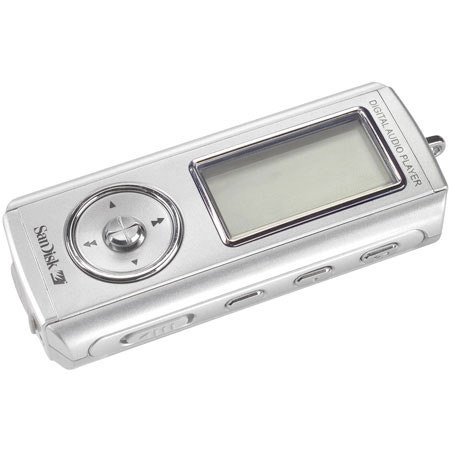 SanDisk Digital Audio Player with MP3 & WMA/FM Radio, 1 GB, USB 2.0, Voice Recorder with Mic, Silver.