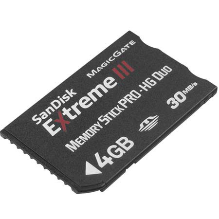 SanDisk 4GB Extrm III Mem Stick PRO-HG Duo w/30Mbps Spd