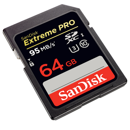SanDisk 64GB Class 10 ExtremePRO SDXC Memory Card, U3, 95MB/s Read Speed