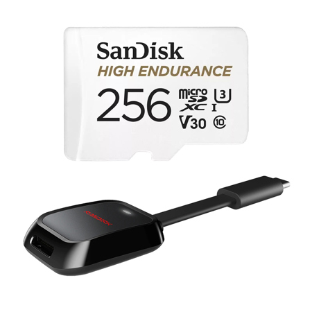 SanDisk High Endurance UHS-I U3 microSD Memory Card with SD Adapter 256GB with Reader Single Pack