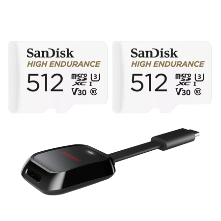 SanDisk High Endurance UHS-I U3 microSD Memory Card with SD Adapter 512GB Standard Two Pack