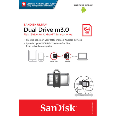 SanDisk Ultra 64GB 128GB 256GB USB 3.0 Flash Drive - Dual MicroUSB & USB M3.0 SDDD3, Lot Available