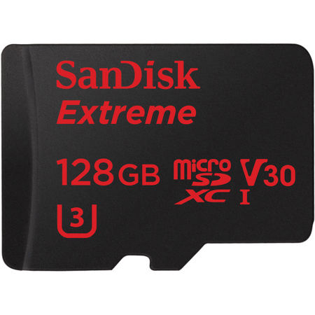 SanDisk 128GB Extreme microSDXC Class 10 U3 Memory Card