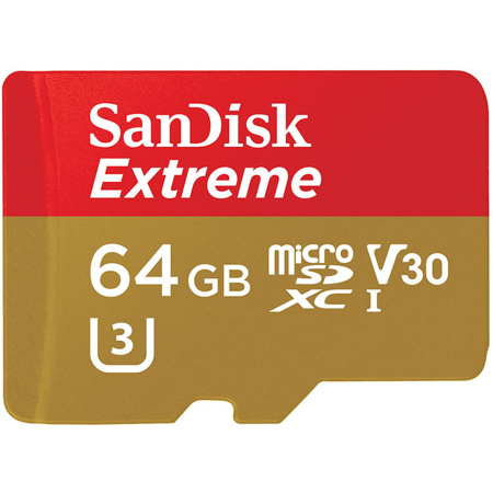 SanDisk 64GB Extreme microSDXC Class 10 U3 Memory Card