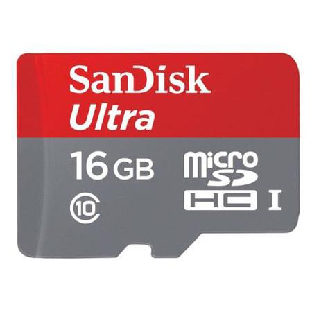 SanDisk 16GB Ultra microSDHC UHS-I Class 10 Memory Card with SD Adapter