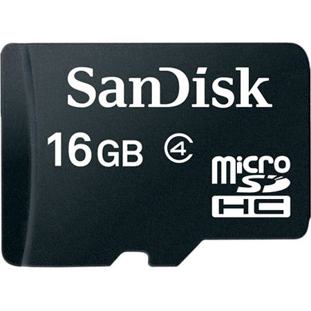 SanDisk 16GB microSDHC Memory Card, Class 4 with SD Adapter
