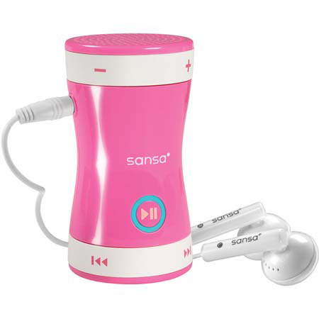 SanDisk Sansa Shaker, MP3 Player with 1 GB SD Card & Built-In Speaker, Pink
