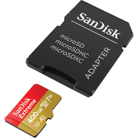 SanDisk 400GB Extreme UHS-I Class 10 V30 U3 microSDXC Memory Card, SD Adapter