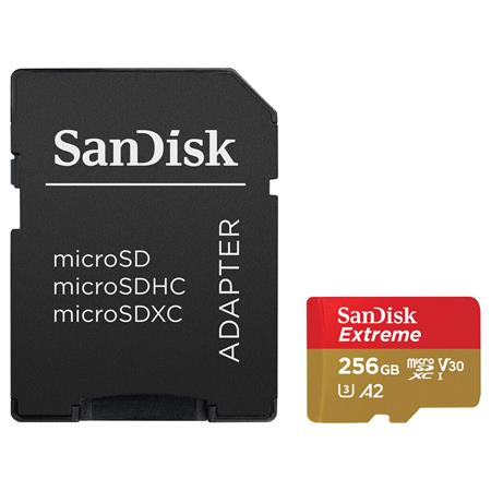 SanDisk Extreme 256GB UHS-I U3 microSDXC Memory Card with SD