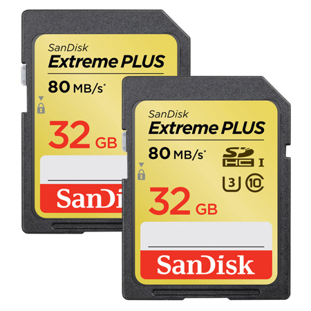 SanDisk 32GB Extreme UHS-I U1 SDHC Memory Card (2 pack)