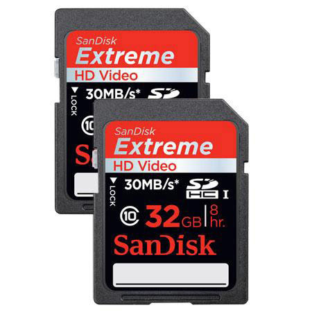 SanDisk 32GB, Class 10 Extreme (SDHC) Card,Pack of 2