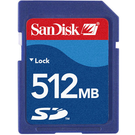 SanDisk 512mb Secure Digital (SD) Memory Card.