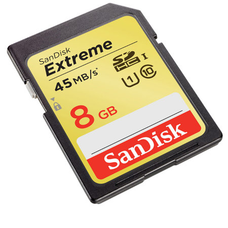 SanDisk 8GB Class 10, Extreme Secure Digital High Capacity (SDHC) Memory Card, 45MB/s