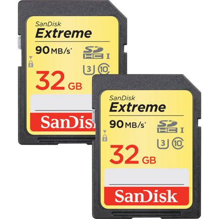 SanDisk 32GB Extreme SDHC UHS-I U3 Memory Card - Pack of 2