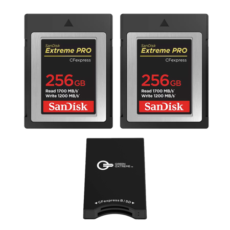 SanDisk Extreme PRO 256GB CFexpress Type-B Memory Card, 2-Pack, with Card Reader