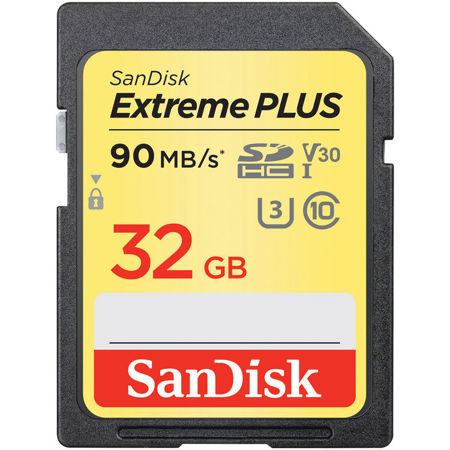 SanDisk 32GB Extreme Plus SDHC UHS-I Memory Card, Class 10 U3 V30