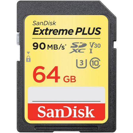 SanDisk 64GB Extreme Plus SDXC UHS-I Memory Card, Class 10 U3 V30