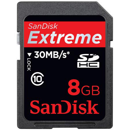 SanDisk 3XSDSDX3008GA31 8GB Extreme SDHC Mmry Crd, 3pk