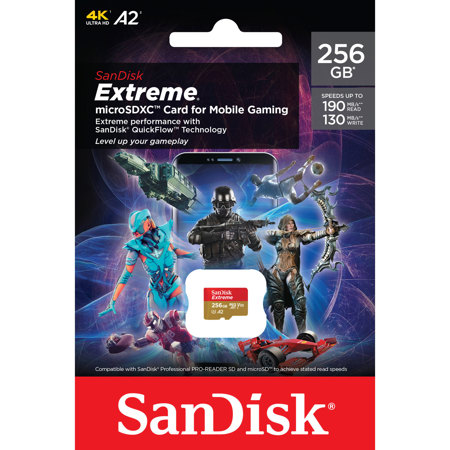 SanDisk Extreme 256GB UHS-I U3 microSDXC Memory Card for Mobile