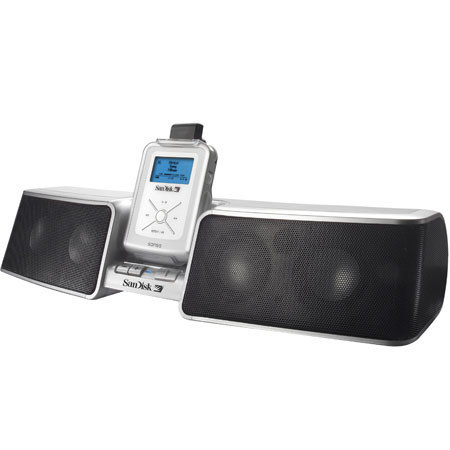 SanDisk Sansa Portable Stereo Speaker Dock for E-100 and M-200 Series MP3 Players, (AC/DC)