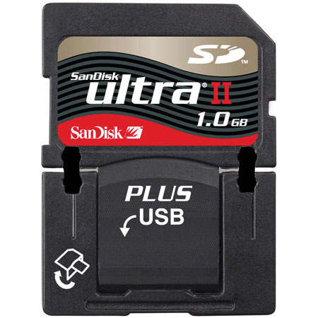 SanDisk 1 GB Ultra II SD+, Combo SD/USB Secure Digital Memory Card with Built-in Pop-up USB 2.0 Connector