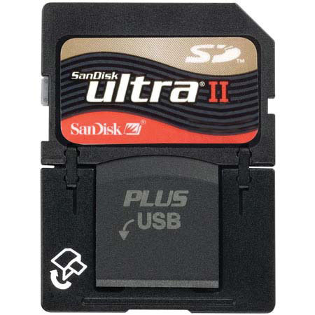 SanDisk 4GB Ultra II SD+, Combo SD/USB Secure Digital Memory Card with Built-in Pop-up USB 2.0 Connector