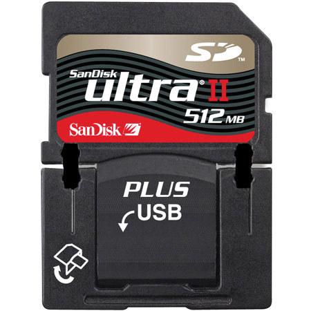 SanDisk 512mb Ultra II SD+, Combo SD/USB - Secure Digital Memory Card with Built-in Pop-up USB 2.0 Connector
