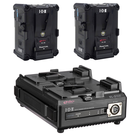 IDX IPL-98 PowerLink 96Wh Stackable Li-Ion V-Mount Battery, 2-Pack with Charger