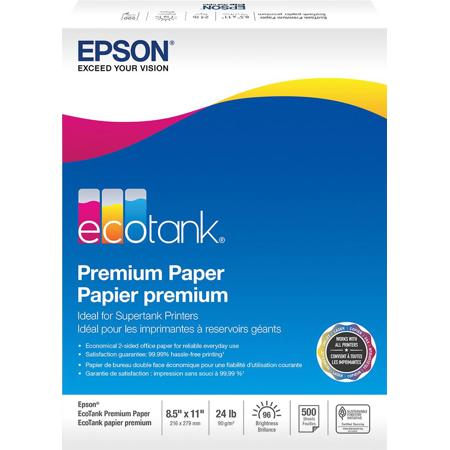 Epson 8.5x11" EcoTank Premium Bright White Paper, 500 Sheets