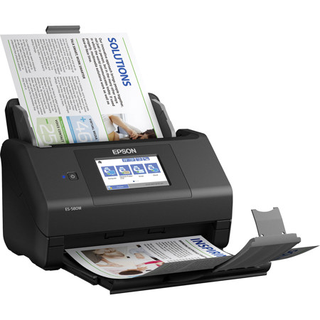 Epson WorkForce ES-580W Wireless Duplex Touchscreen Desktop Document Scanner, Black - Refurbished