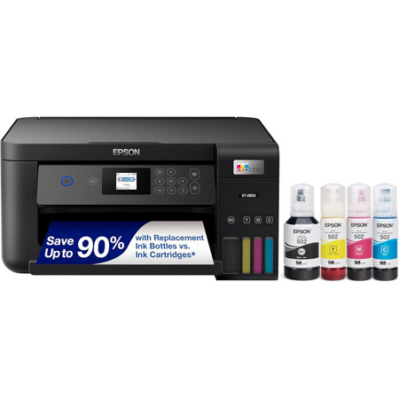 Epson EcoTank ET-2850 Wireless Duplex All-In-One Cartridge-Free Supertank Color Inkjet Printer, Black - Refurbished